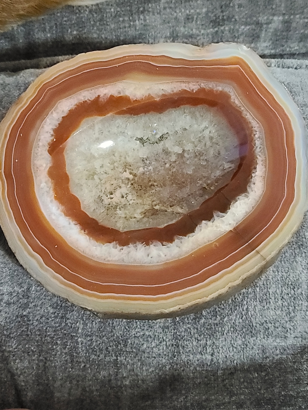 Large Thick Polished Agate Geode Slice - Rust and Cream Tones
